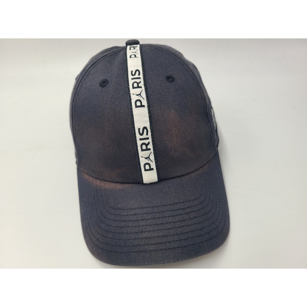 Paris Saint-Germain PSG Jordan Distressed Strapback Hat Cap Soccer Futbol Black